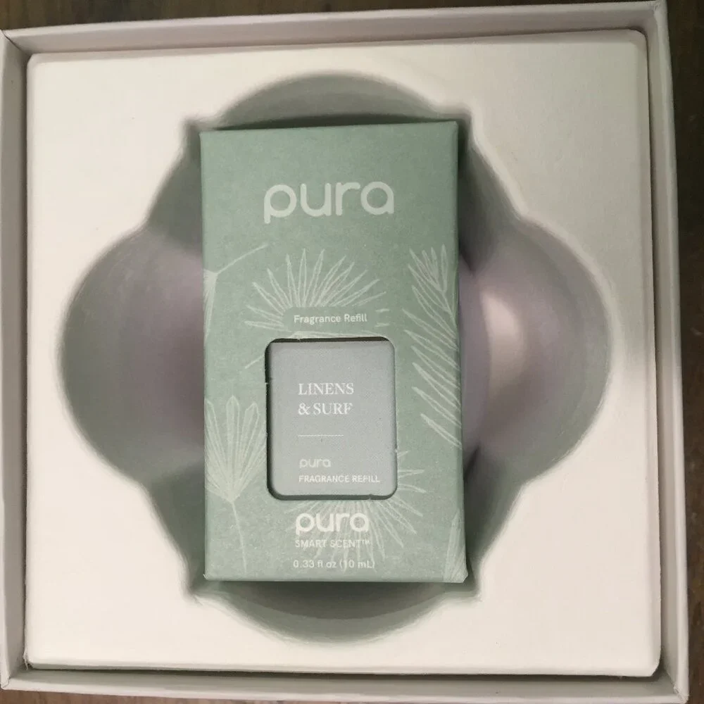 Pura Mini Smart Fragrance Diffuser + Linens & Surf Fragrance Refill Scent
